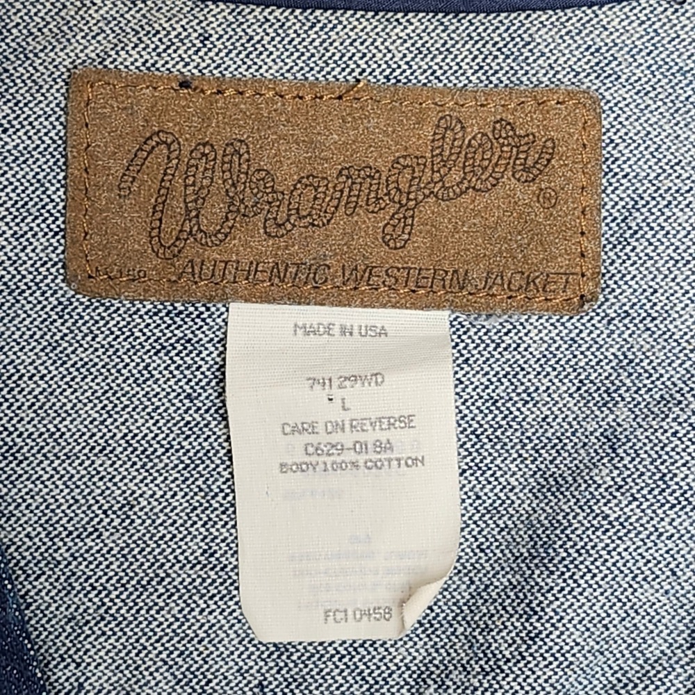 Vintage Wrangler Denim Vest Mens Large 45 USA 90s Western Cowboy Indie Workwear - Picture 3 of 7
